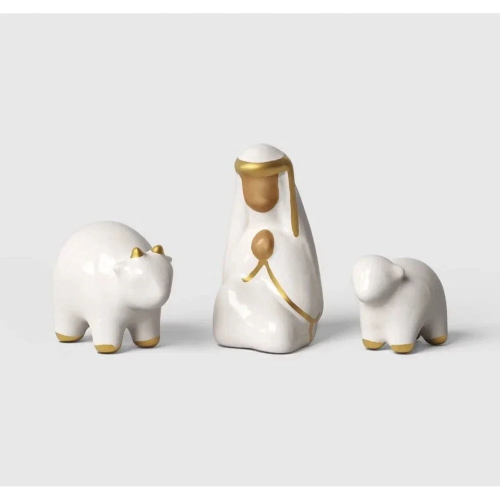 10pc Ceramic Nativity Set Christmas White - Threshold NEW